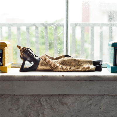 Brass Decorative Reclining Buddha Antique Showpiece